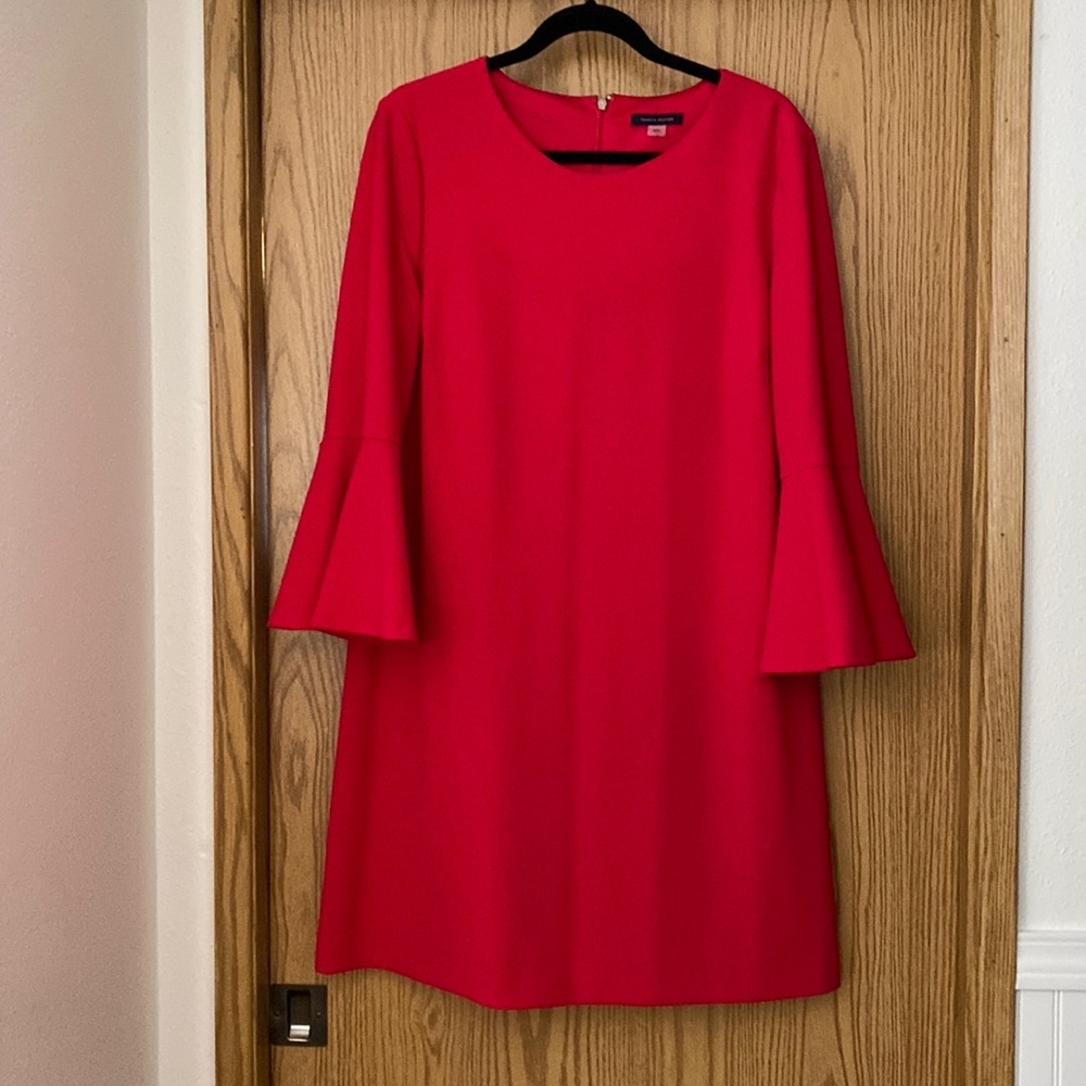 Tommy Hilfiger Sheath Dress with flared 3/4 sleeve.  Silver buttons on sleeve.